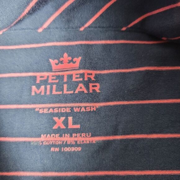 Peter Millar Men's XL Golf Polo Striped Purple Seaside Wash Crown logo Bottom - Picture 6 of 11